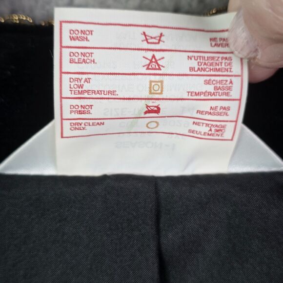 Tan Jay Black Velvet Blazer Gold Trim Metallic Buttons 14 Elegant - Picture 8 of 16